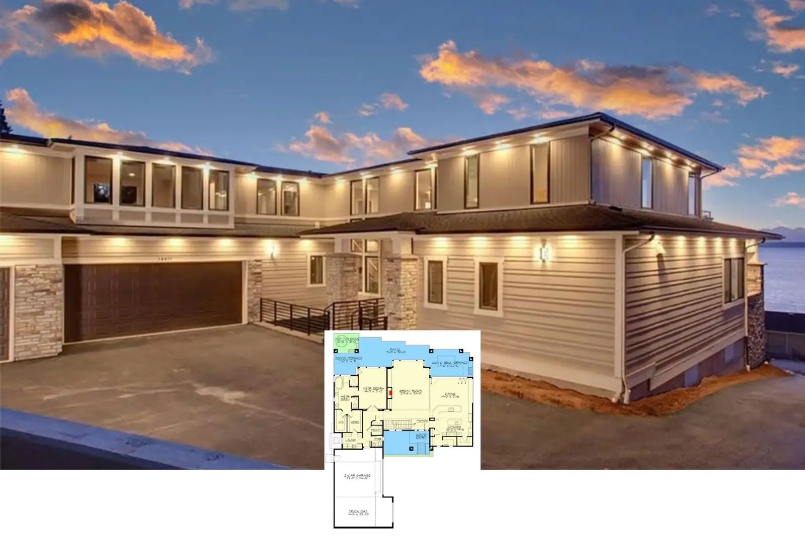 Planul de casă Baywatch: 4 camere, loft și design contemporan pe 5.064 mp